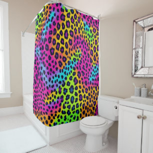 Neon Leopard Print Shower Curtain