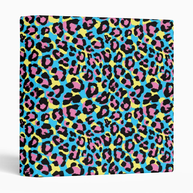 Neon Leopard Spots Pattern 3 Ring Binder (Front/Spine)