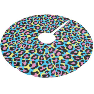 Neon Leopard Spots Pattern Brushed Polyester Tree Skirt