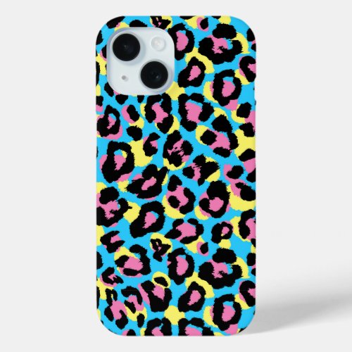 Neon Leopard Spots Pattern iPhone 15 Case