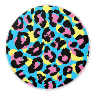 Neon Leopard Spots Pattern Ceramic Knob