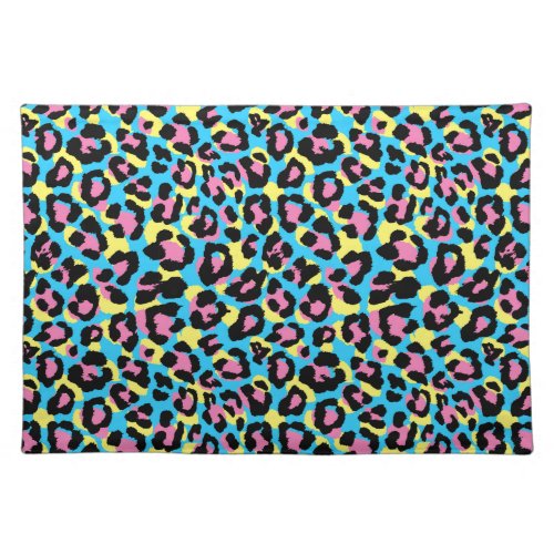 Neon Leopard Spots Pattern Cloth Placemat