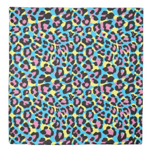 Neon Leopard Spots Pattern Duvet Cover