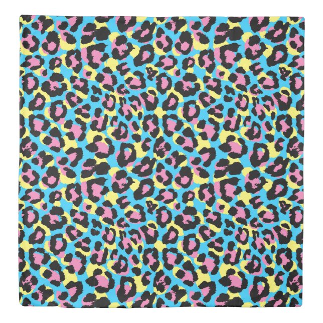 Neon Leopard Spots Pattern Duvet Cover (Front)