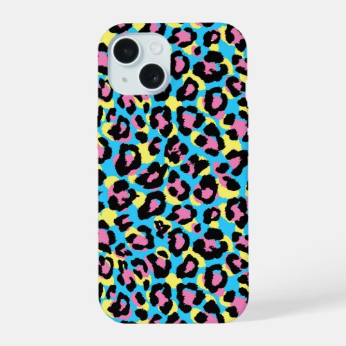 Neon Leopard Spots Pattern iPhone 15 Case