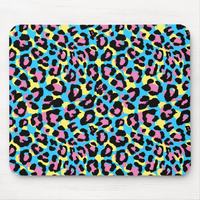 Neon Leopard Spots Pattern Mouse Pad (Front)