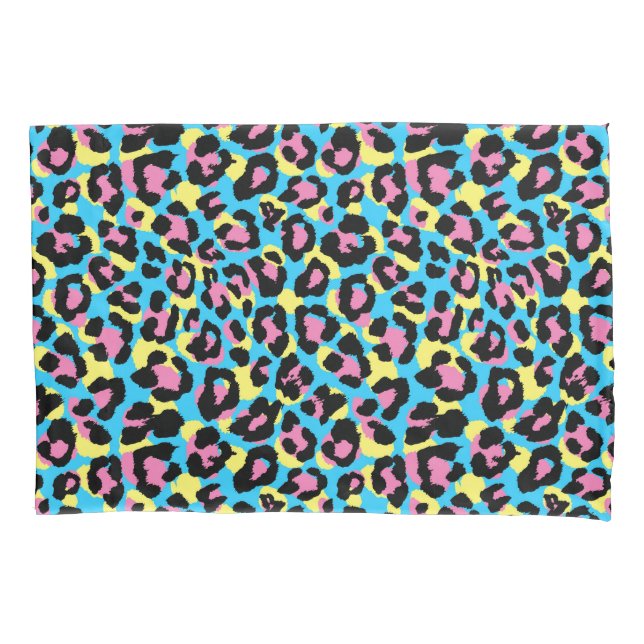 Neon Leopard Spots Pattern Pillow Case (Front-Left)