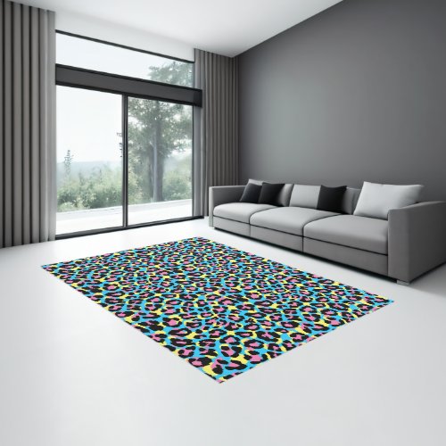 Neon Leopard Spots Pattern Rug