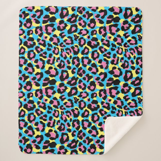 Neon Leopard Spots Pattern Sherpa Blanket (Front)