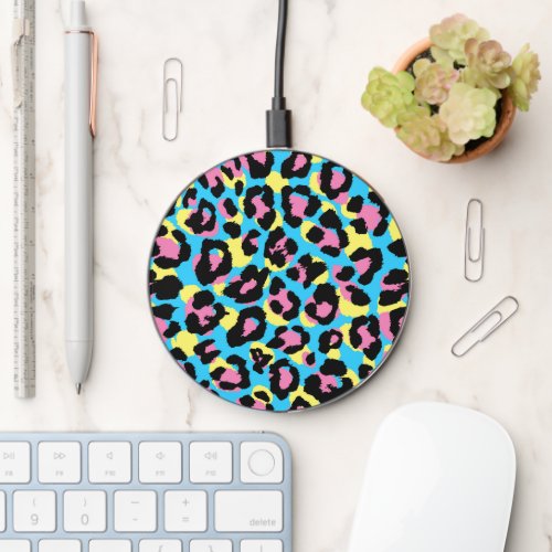 Neon Leopard Spots Pattern Wireless Charger