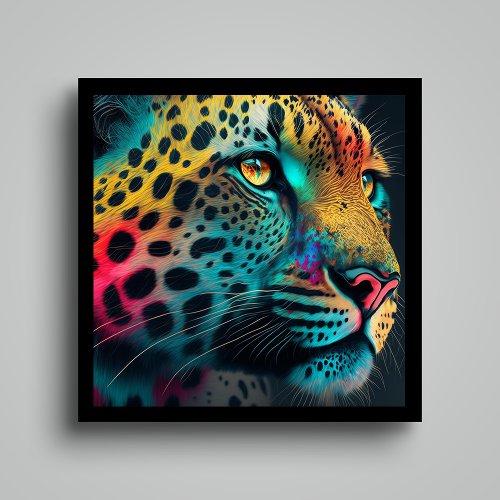 Neon Leopard Wall Art Poster