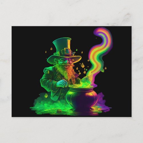 Neon Leprechaun Rainbow  Postcard