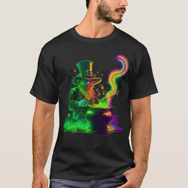 Neon Leprechaun Rainbow  T-Shirt (Front)