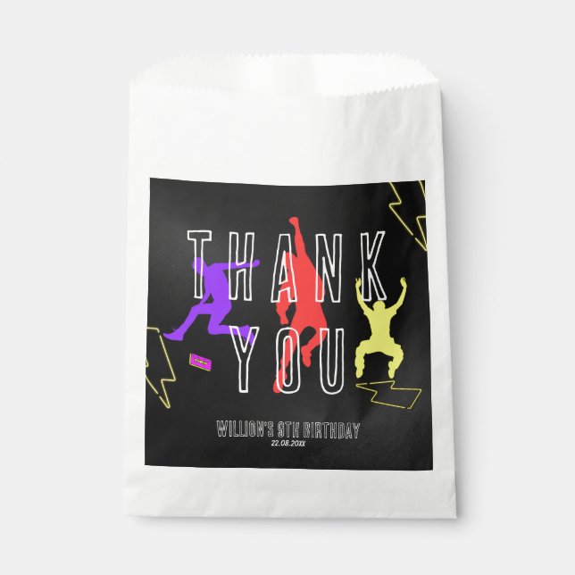 Neon Let's Jump Kids Birthday Party Thank You Favor Bag (Front)