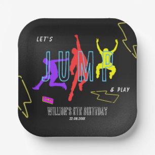 Neon Let's Jump Kids Fun Birthday Party Paper Plates
