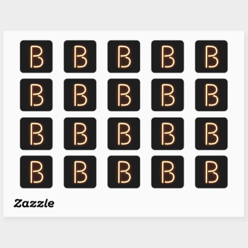 Neon Letter B Square Sticker | Zazzle