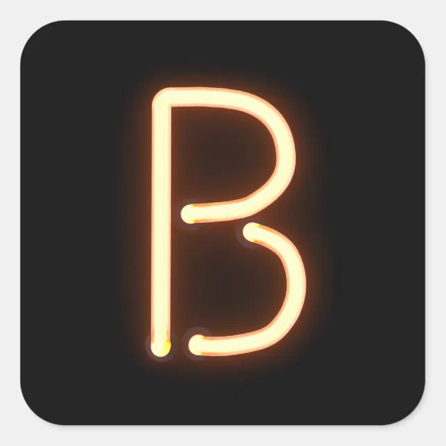 Neon Letter B Square Sticker | Zazzle