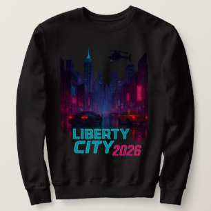 Neon Liberty 2026 Cyberpunk City Futuristic Stre Sweatshirt