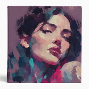 Neon Light Abstract Portrait 3 Ring Binder