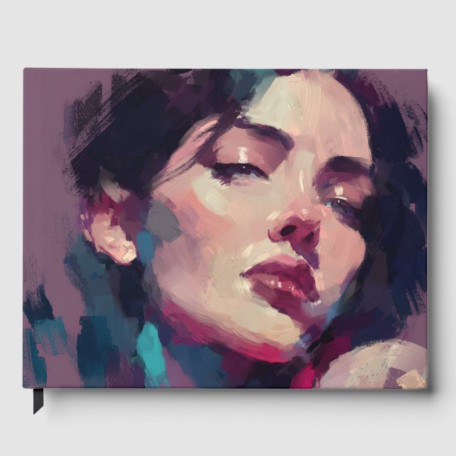 Neon Light Abstract Portrait Guest Book (Front)