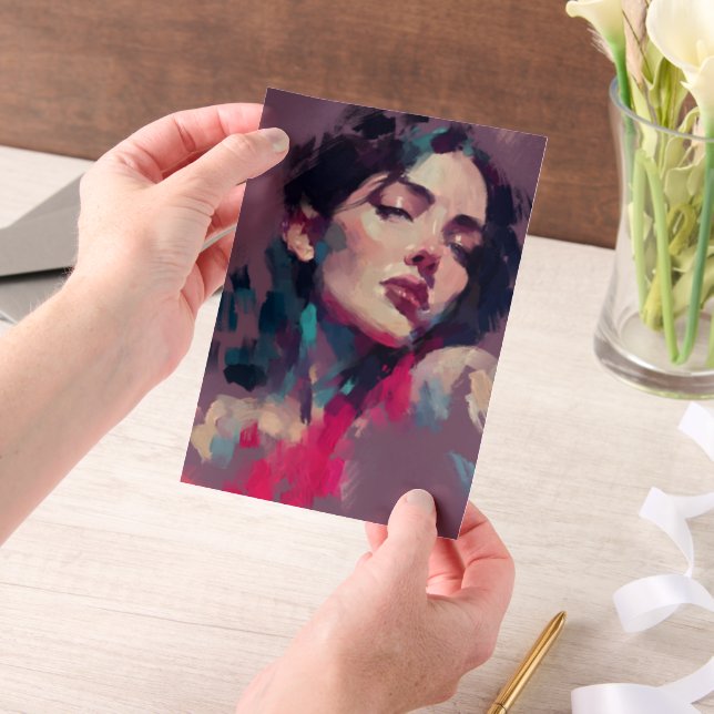 Neon Light Abstract Portrait Vellum Invitations (Handheld)