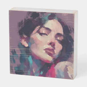 Neon Light Abstract Portrait Wooden Box Sign