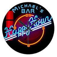 Neon Light BAR Personalized SIGN Man Cave Large Clock