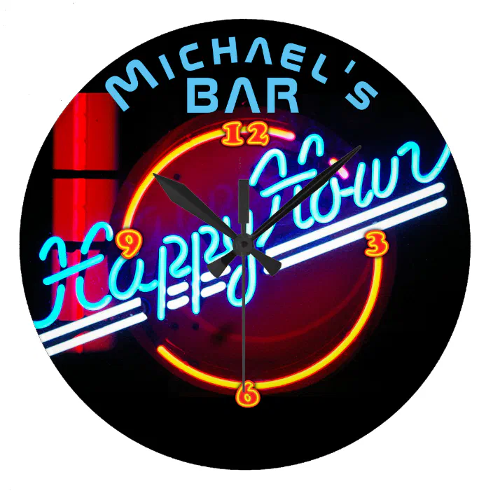 Personalized Sign Man Cave Large Clock, Personalized Neon Garage Clocks
