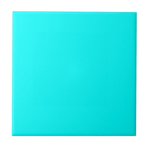 Neon light blue 00ffff ceramic tile
