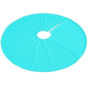Neon light blue 00ffff fleece tree skirt