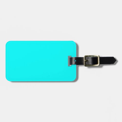 Neon light blue 00ffff luggage tag