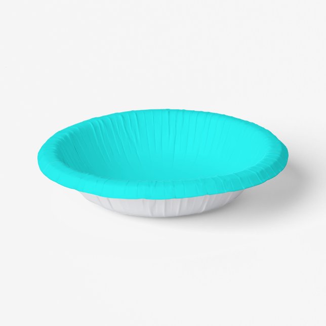 Neon light blue 00ffff  paper bowls (Angled)