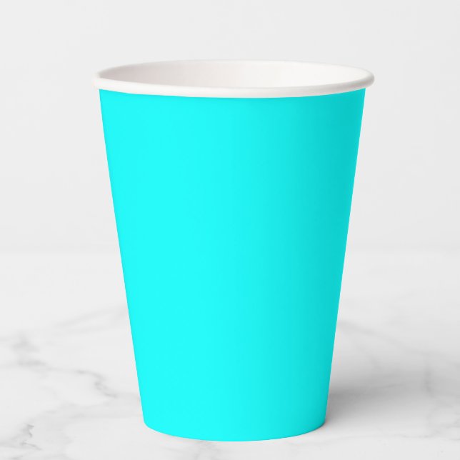 Neon light blue 00ffff  paper cups (Front)