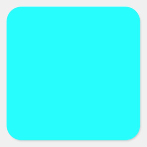 Neon light blue 00ffff square sticker