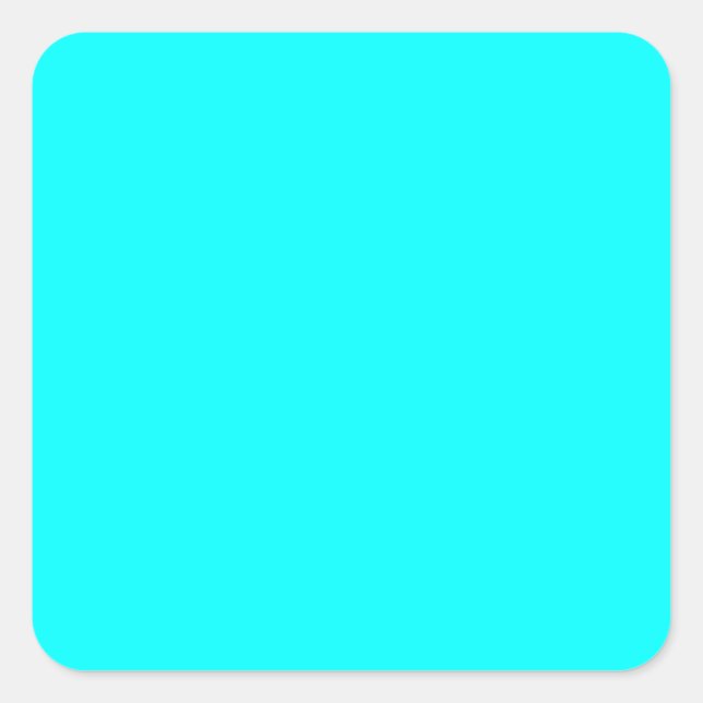 Neon light blue 00ffff square sticker (Front)