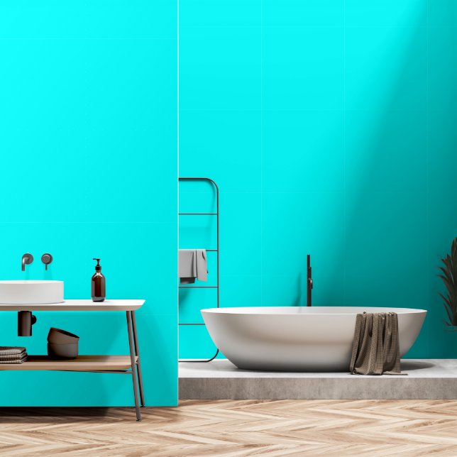 Neon light blue 00ffff  wallpaper  (Bathroom)