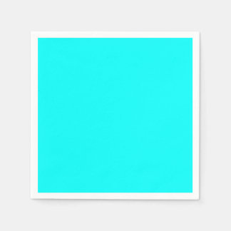 Neon light blue hex code 00ffff napkins