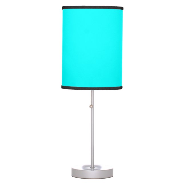 Neon light blue hex code 00ffff table lamp (Front)