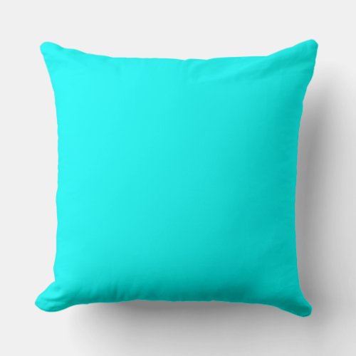 Neon light blue hex code 00ffff throw pillow