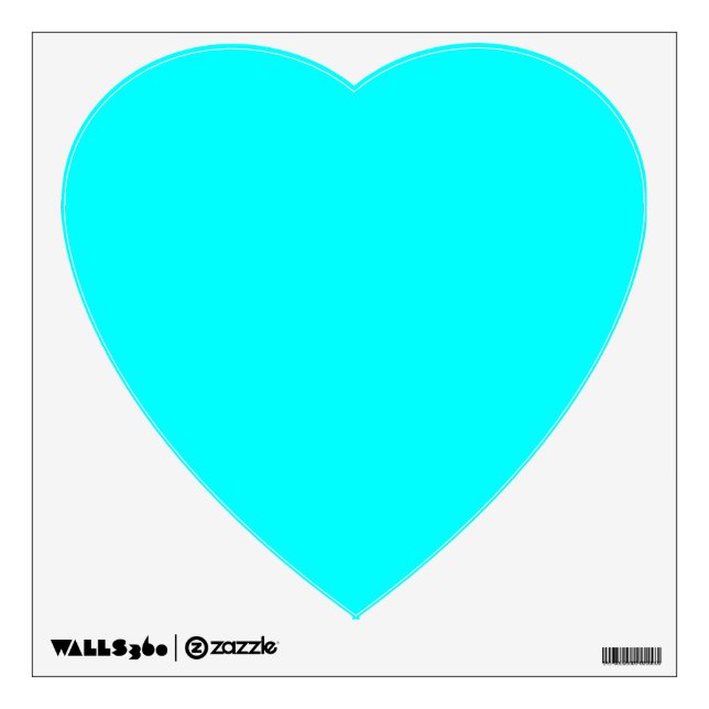 Neon light blue hex code 00ffff wall decal (Front)