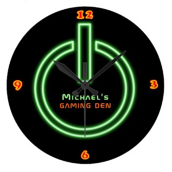 Neon Light GAMING DEN Personalized Power Sign Large Clock