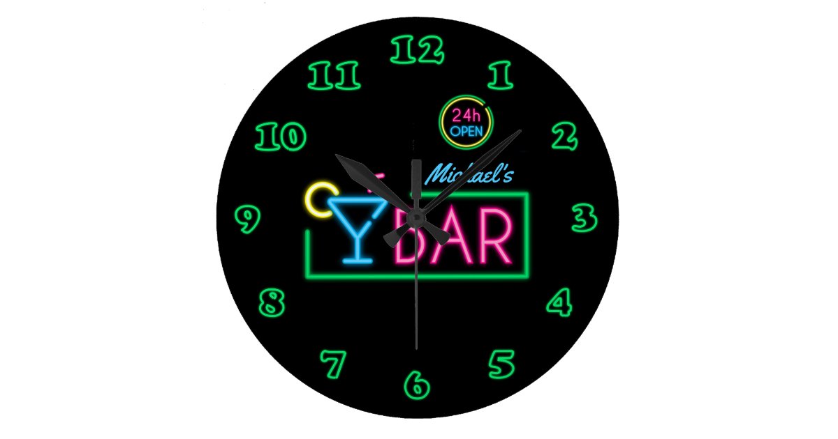 Neon Light Private Home Bar Clock Zazzle