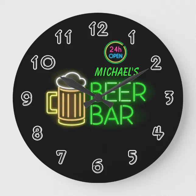 Neon Light Private Home Personalized Bar Clock Zazzle