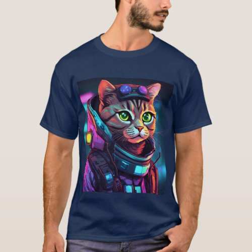 Neon Light Scottish Fold Cat T_Shirt