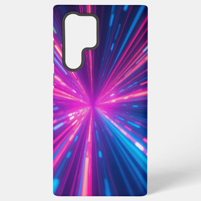 Neon Light Speed futuristic abstract digital art Samsung Galaxy Case (Back)