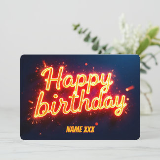 Neon Light Style Birthday Design Card