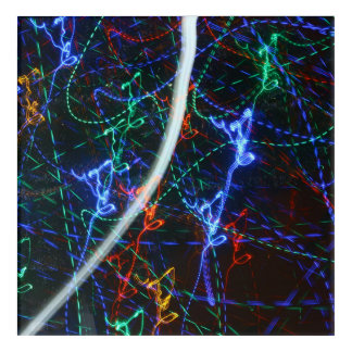 Neon Light Trails Abstract Photography. Cyberpunk Acrylic Print