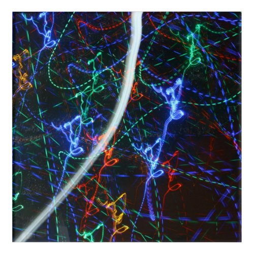 Neon Light Trails Abstract Photography. Cyberpunk Acrylic Print