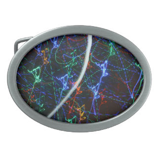 Neon Light Trails Abstract Photography. Cyberpunk Belt Buckle