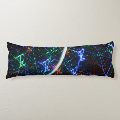 Neon Light Trails Abstract Photography. Cyberpunk  Body Pillow